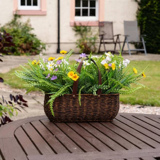 Scottish Everlastings Ltd 55cm Mixed Wildflower Outdoor Basket with Handles in Green Green Unisex