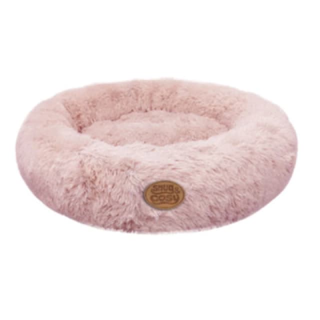 Snug & Cosy Pets Snug And Cosy Anti- Anxiety Donut Puppy Dog Bed Bedding Fur Pink 60Cm