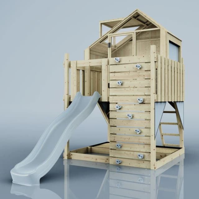 OutdoorToys PolarPlay Kids Scandinavian Style Climbing Platform & Playhouse for Kids - Astrid Mist in Beige Beige Unisex