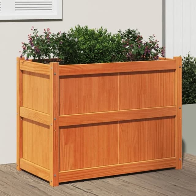 vidaXL Garden Planter Wax Brown 90x50x70cm Solid Wood Pine, Brown 837471