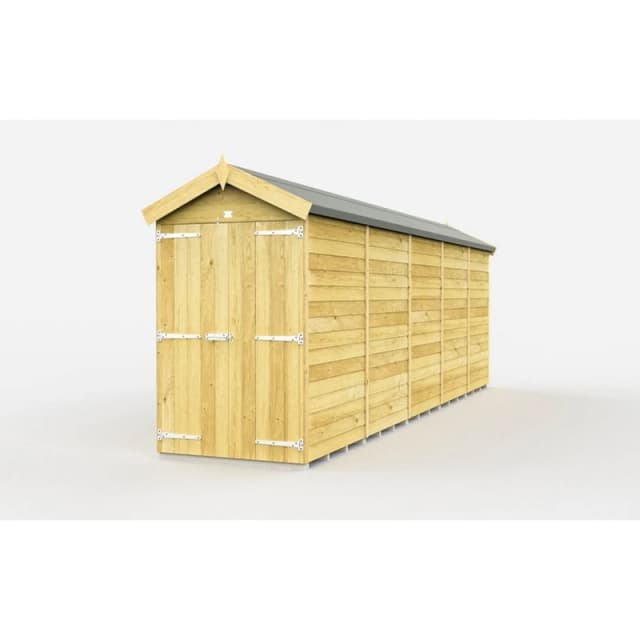 Buttercup Farm 4 x 20 Feet Apex Shed - Double Door W/O Window - L592 x W118 x H217cm in Brown Brown Unisex