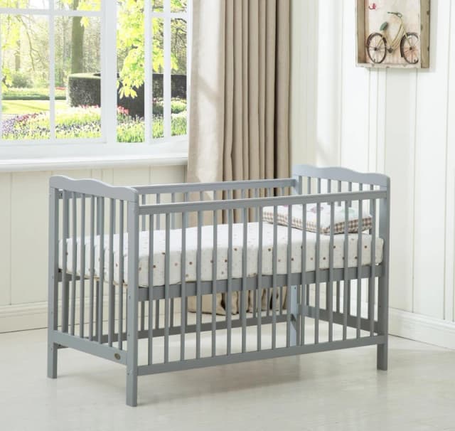 MCC Direct Wooden Baby Cot Crib with Mattress Brooklyn Grey