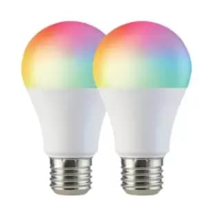 WiFi E27 10 Watts LED Smart Bulb, RGB CCT 2700K-6500K, Dimmable, Pack of 2