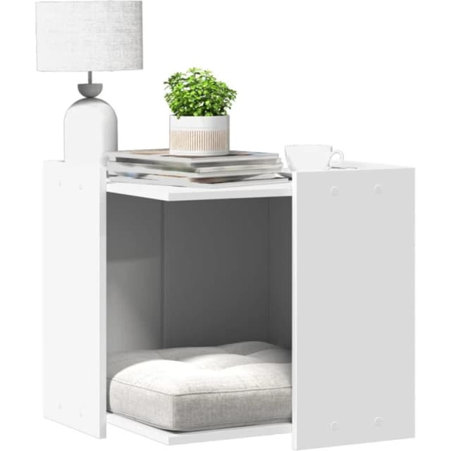 vidaXL Cat Litter Box Enclosure White 53x53x51cm Engineered Wood, White 857751