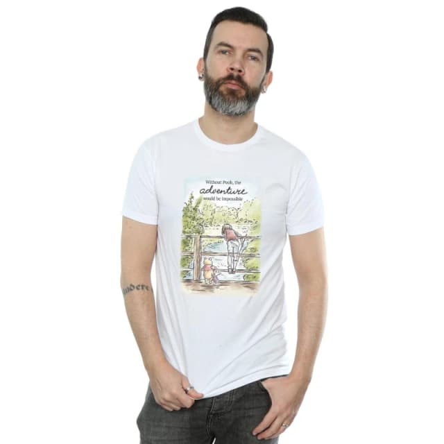 Disney Men Winnie The Pooh Adventure T-Shirt in White Size: Small White S Male 5057864421163