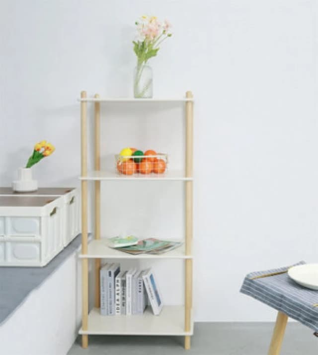 4 Tier Versatile Tiered Shelf Solid Birch Shelving Unit Storage Organised Shelves For Living Room, Bedroom, Kitchen