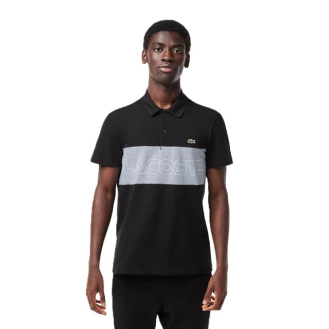 Lacoste Mens Piqu Short Sleeve Polo Shirt Black/Silver male XS