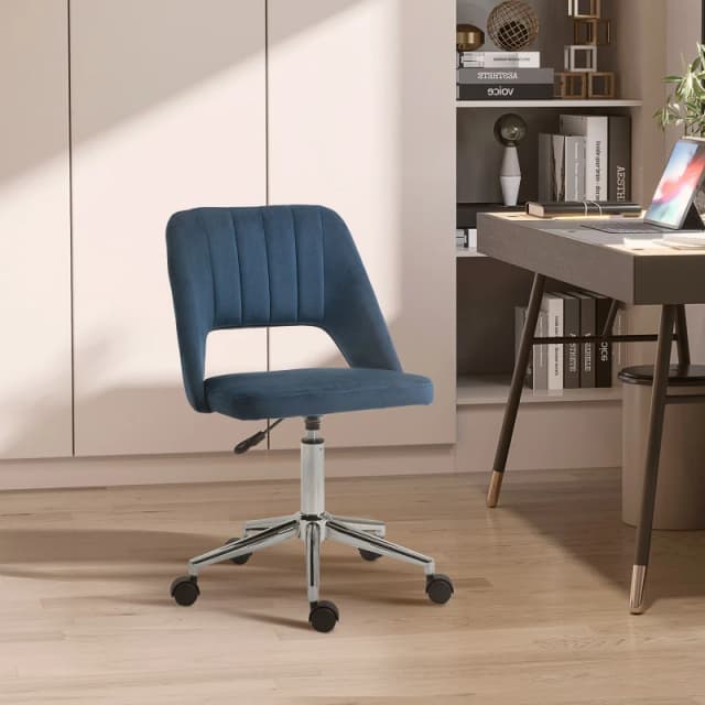 VINSETTO Mid-Back Swivel Home Office Chair Scallop Computer Chair Dark Blue
