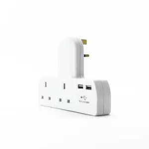 Status 2 X Mains / USB Plug Through Adaptor