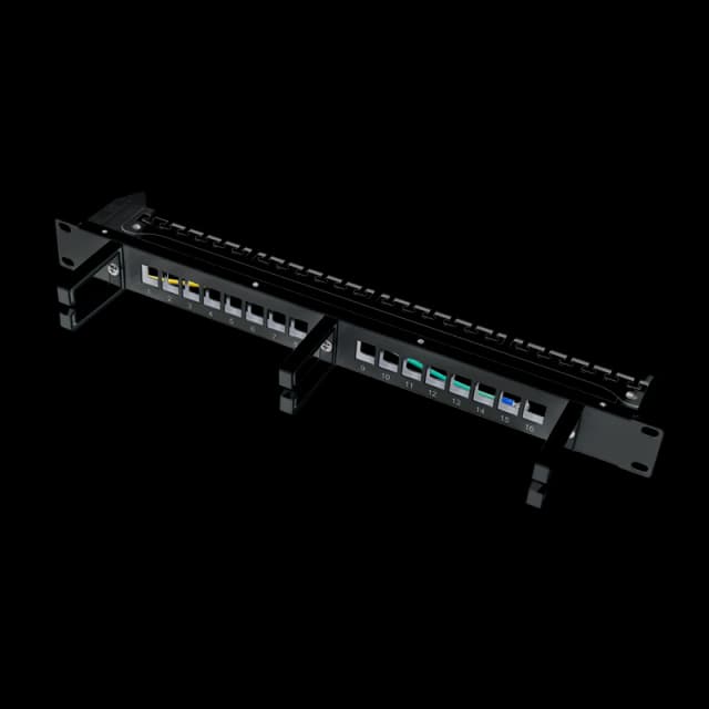 LogiLink Keystone Panel 1U. 16 ports. shielded. black. with 3 cable ma