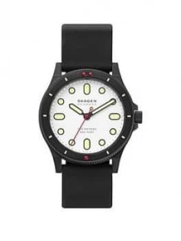 Skagen Fisk White Dial Black Strap Watch