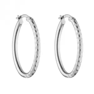 9ct White Gold Double Textured Hoop Earrings GE2406