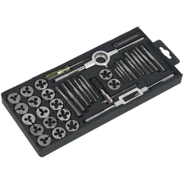 Loops 40pc Metric Tap & Split Die Set - M3 to M12 - Manual Bar & Socket Threading Tool Multi