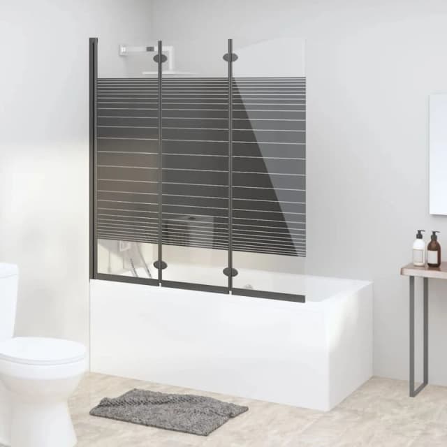 VIDAXL Foldable Shower Enclosure 3 Panels 130x130cm esg Black Vidaxl 8720286933145