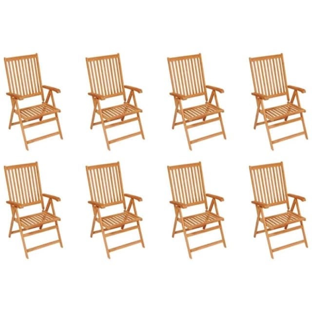VIDAXL Reclining Garden Chairs 8 pcs Solid Teak Wood Vidaxl 8720286437506