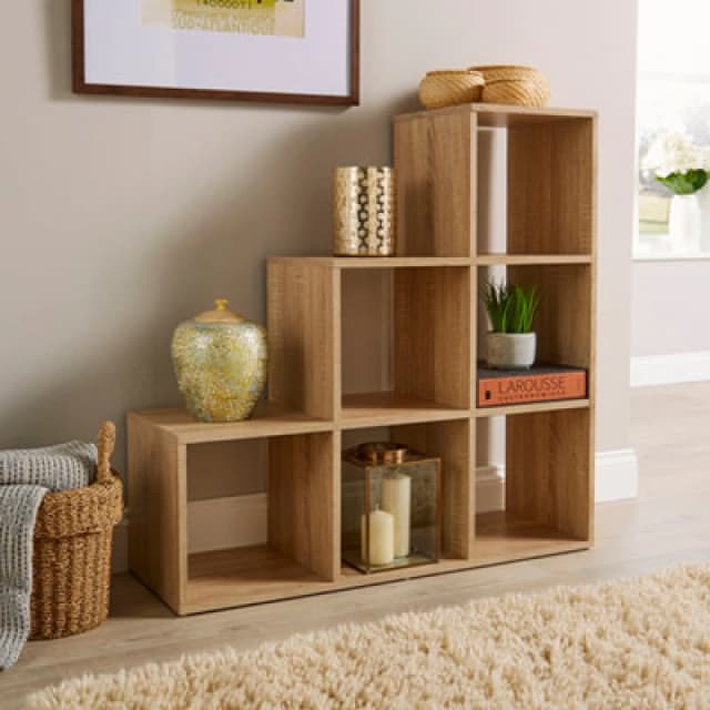 Home Source Cube 321 Step Storage Shelf Unit Light Oak