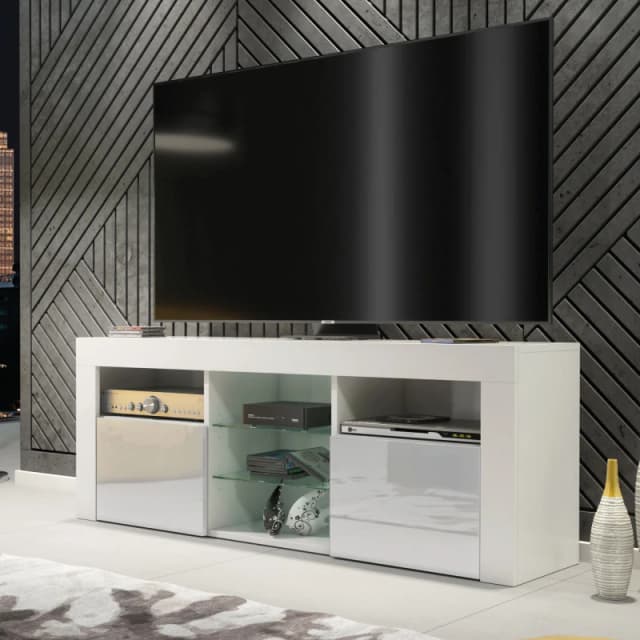 Creative Furniture Creative Furniture TV Unit 145cm Modern - White with High Gloss Grey Doors Grey One Size Unisex 5061075249720