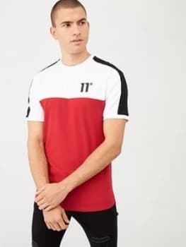 11 Degrees Panel Block T-Shirt - Red/Black/White