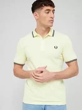 Fred Perry Twin Tipped Polo Shirt, Wax Yellow, Size L, Men