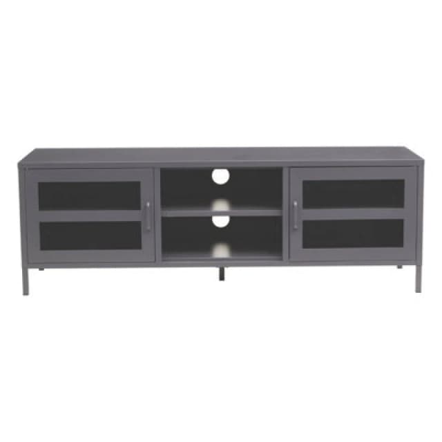 Orsina Classic Two Door Grey Metal Media Unit, Industrial Livingroom Media Unit, Versatile Shelving Media Unit