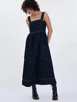Aligne Fatma Pinafore Pocket Midi In Organic Cotton