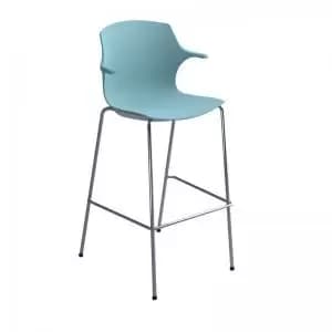 Roscoe high stool with chrome legs and plastic shell with arms - ice