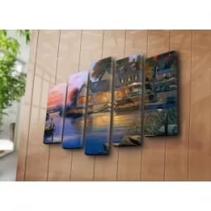 5PATK-176 Multicolor Decorative Canvas Painting (5 Pieces)