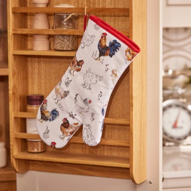 Ulster Weavers 'Farm Birds' Animal Print Gauntlet Oven Glove Red