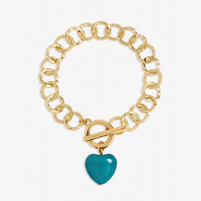 Mood Gold Plated and Turquoise Heart T-Bar Bracelet Gold female One Size