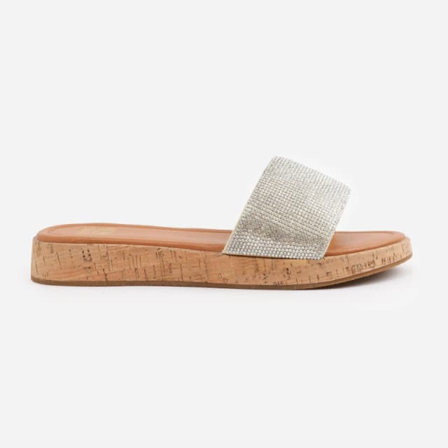 Where's That From 'Shia' Flatform Sliders With Diamante Detail Nude