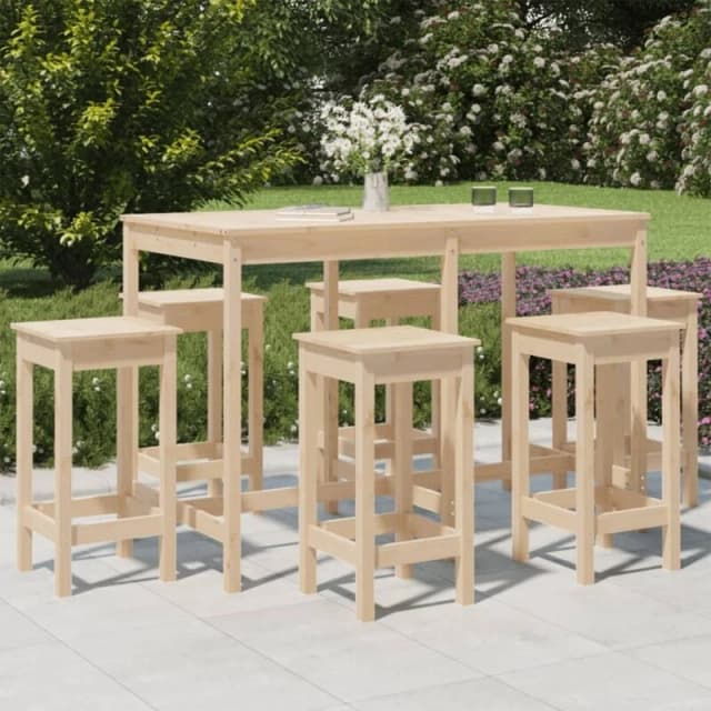 VIDAXL 7 Piece Garden Bar Set Solid Wood Pine Vidaxl 8720845717209
