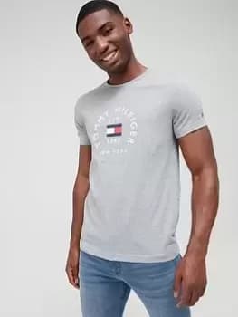 Tommy Hilfiger Mens Hilfiger Flag Arch T-Shirt - Dark Grey Heather, Size 2XL, Men