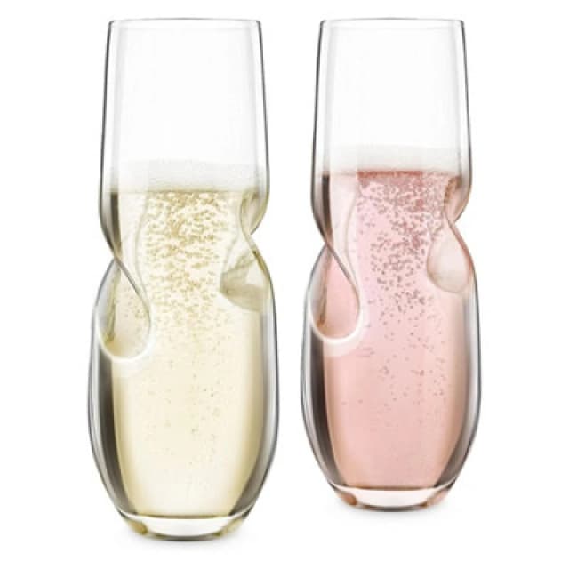 Final Touch Bubbles Stemless Champagne Sparkling Wine Glasses 300ml Set of 2 Clear unisex