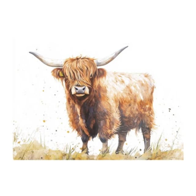 Warren Reed Designer Watercolour Highland Cow Glass Chopping Board