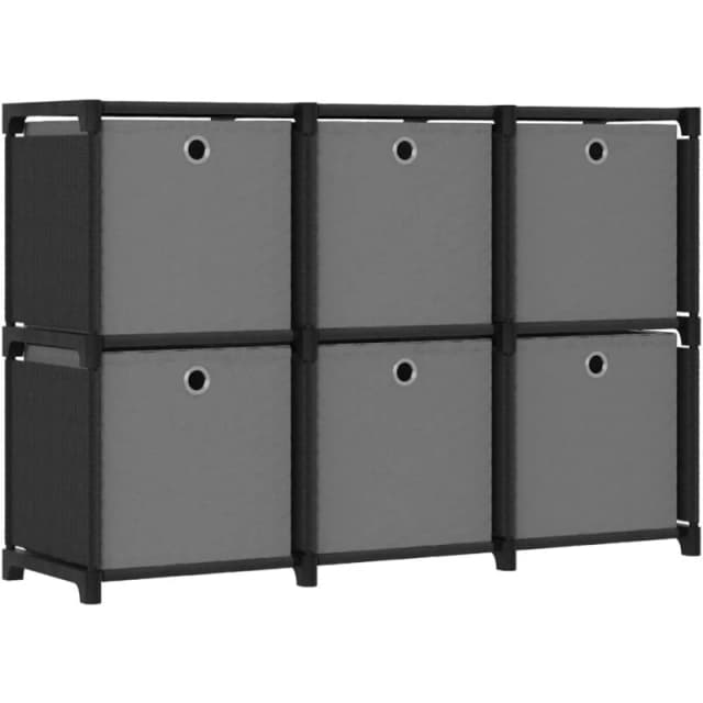 VIDAXL Vidaxl - 6-Cube Display Shelf with Boxes Black 103x30x72.5cm Fabric 8720286042649