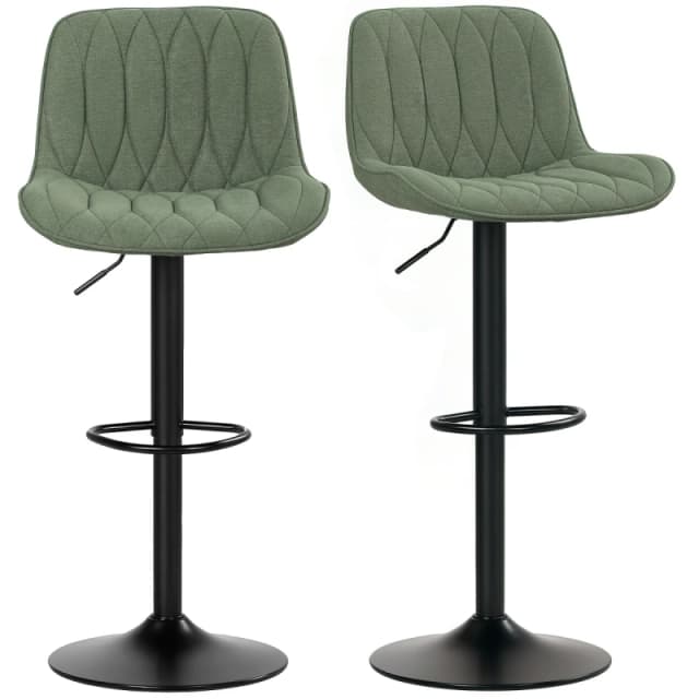 HOMCOM Bar Stools Set of 2, Modern Armless Bar Chairs, Green 83A-281V70GN