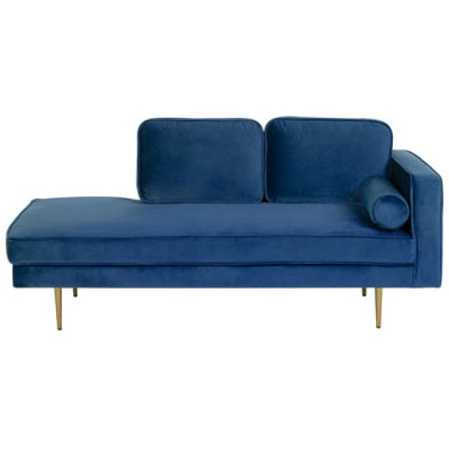 Beliani Right-Hand Chaise Lounge Miramas Velvet Navy Blue