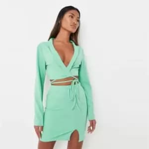 Missguided Jersey Tailored Split Front Mini Skirt - Green