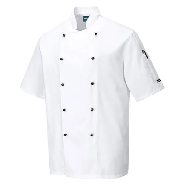 Portwest Kent Mens Chefs Short Sleeve Jacket C734WHRS Colour: White
