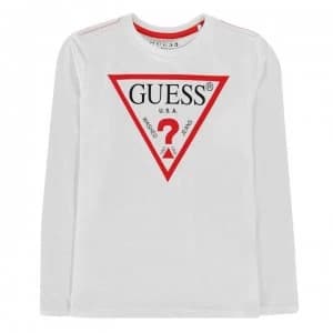 Guess Long Sleeve T Shirt - White A000