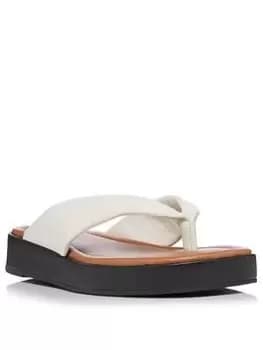 Dune London Longisland Leather Padded Flatform Sandal - Off White, Size 36, Women