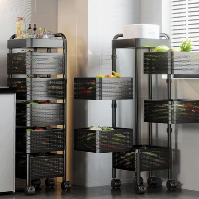 LIFE IDEAS 6-Tier Kitchen Storage Rack with Wheels Black unisex One size