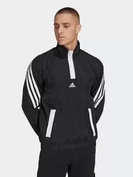 adidas Future Icons 3-stripes Woven 1/4 Zip Sweatshirt, Black, Size S, Men