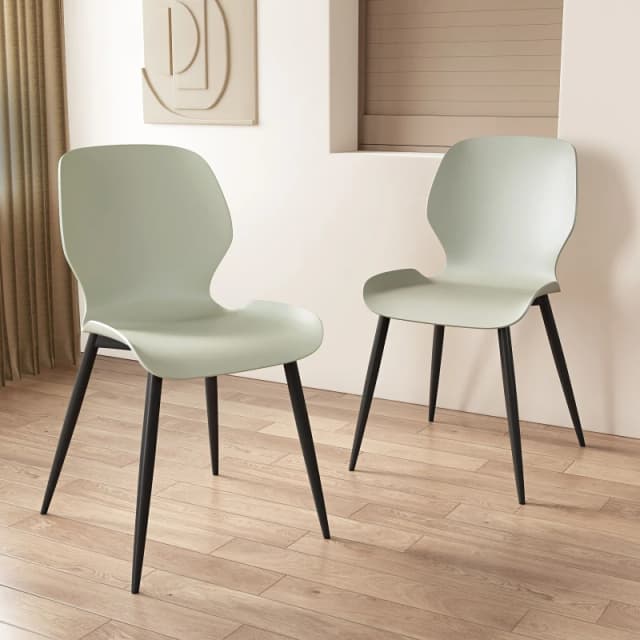 Core Products Pair of Carnaby Contoured Plastic Kitchen Chairs with Black Metal Legs in Green Size: 2 Pack Green Unisex 2 Pack