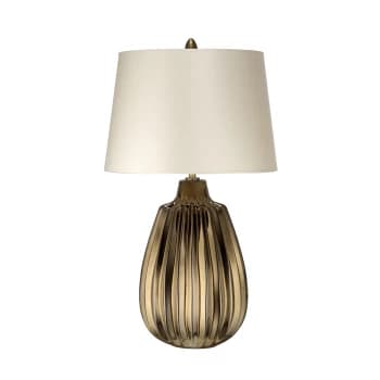 Newham 1 Light Small Table Lamp, Bronze Ceramic , Pearl shade, E27