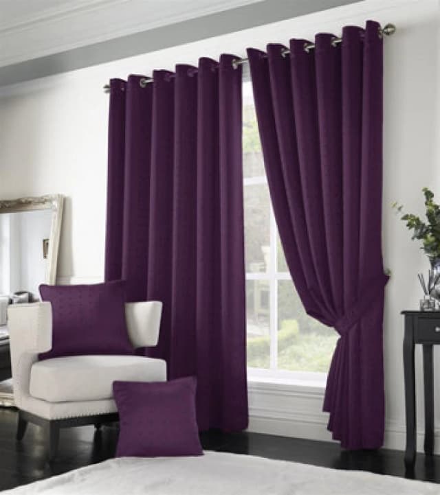 Madison Lined Ready Made Eyelet Curtains Purple