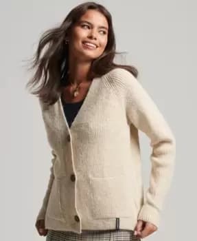 Superdry Womens Essential Super Soft Cardigan Cream / Ecru - Size: 12