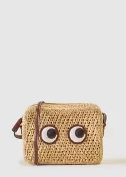 Anya Hindmarch Womens Eyes Raffia Beige Cross Body Bag