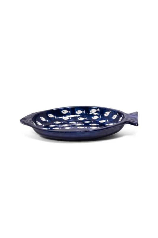Verano Spanish Ceramics Signature Blue & White Fish Ceramic Kitchen Dining Serving Dish 41L x 25cm (W) Size: 41L x 25cm (W) White Unisex 41L x 25 c