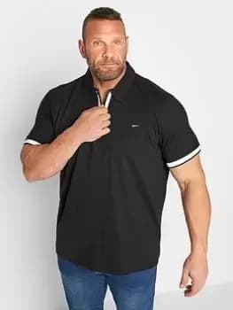BadRhino Black Jersey Zip Polo, Black, Size 2XL, Men